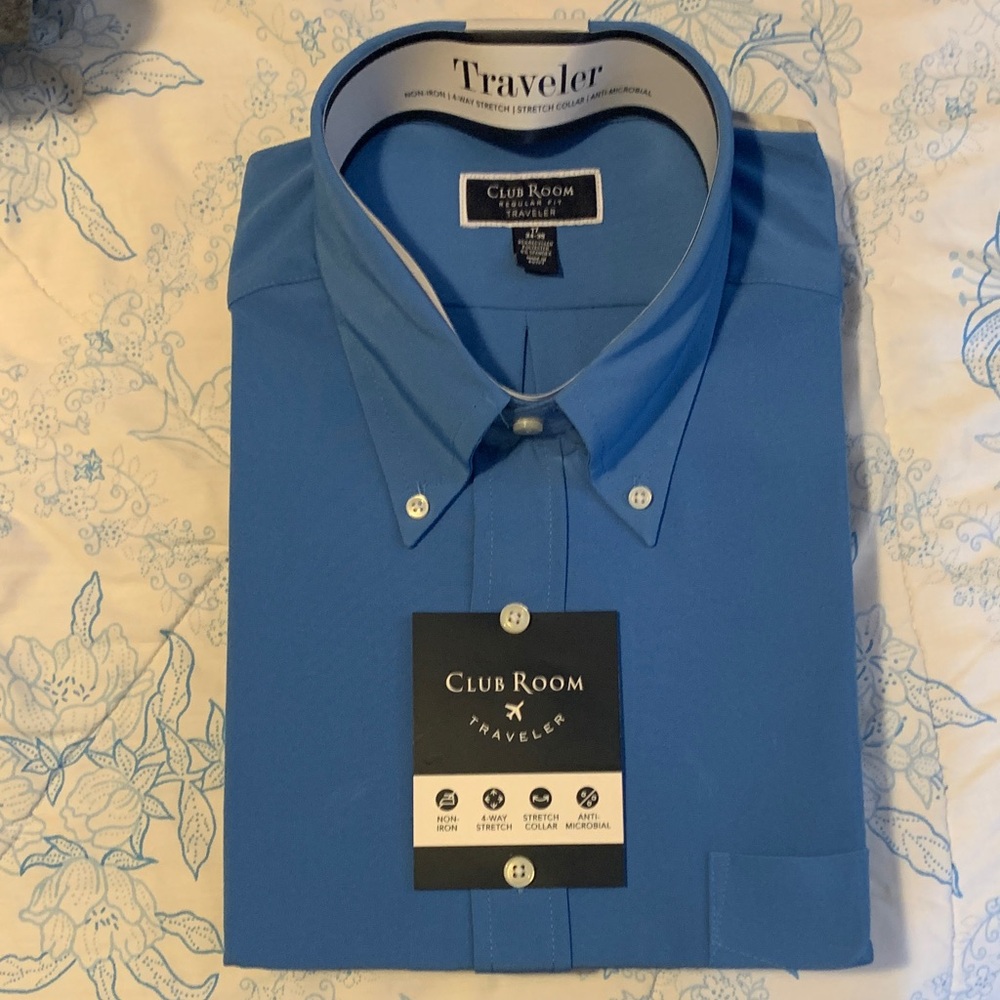 Club Room Men's Bright Blue Dress Shirt